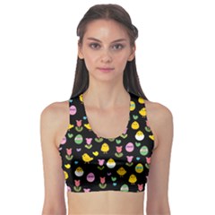 Easter - Chick And Tulips Sports Bra by Valentinaart