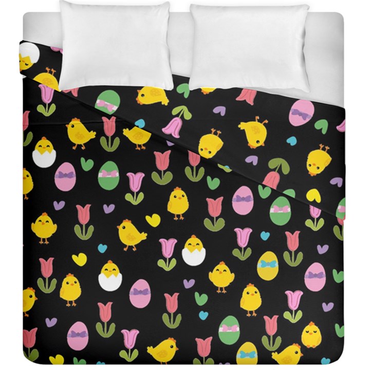 Easter - chick and tulips Duvet Cover Double Side (King Size)