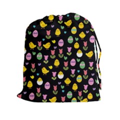 Easter - Chick And Tulips Drawstring Pouches (xxl) by Valentinaart