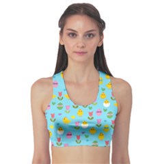 Easter - Chick And Tulips Sports Bra by Valentinaart