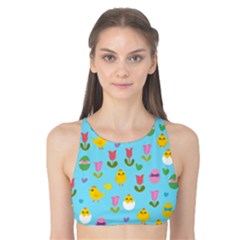 Easter - Chick And Tulips Tank Bikini Top by Valentinaart