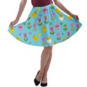 Easter - chick and tulips A-line Skater Skirt View1