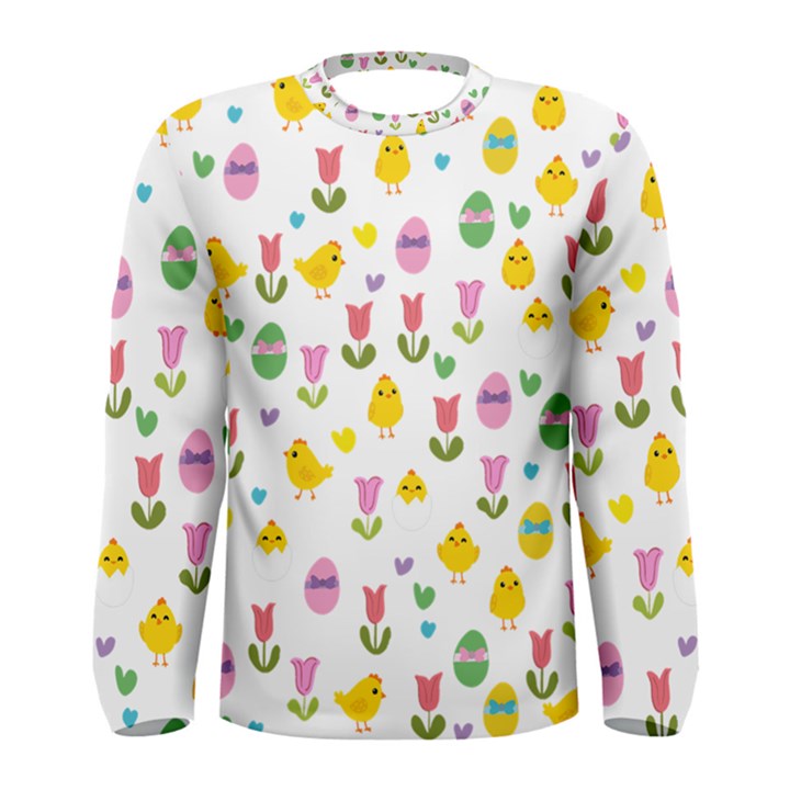 Easter - chick and tulips Men s Long Sleeve Tee