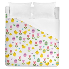 Easter - Chick And Tulips Duvet Cover (queen Size) by Valentinaart