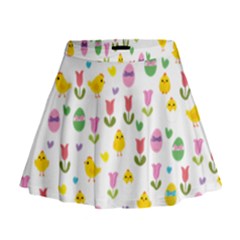 Easter - Chick And Tulips Mini Flare Skirt by Valentinaart