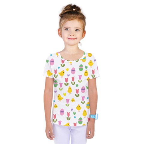 Easter - Chick And Tulips Kids  One Piece Tee by Valentinaart