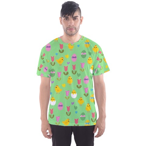 Easter - Chick And Tulips Men s Sport Mesh Tee by Valentinaart