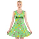 Easter - chick and tulips V-Neck Sleeveless Skater Dress View1