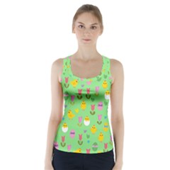 Easter - Chick And Tulips Racer Back Sports Top by Valentinaart