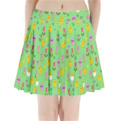 Easter - Chick And Tulips Pleated Mini Skirt by Valentinaart