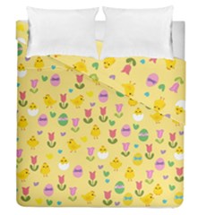 Easter - Chick And Tulips Duvet Cover Double Side (queen Size) by Valentinaart