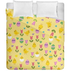 Easter - Chick And Tulips Duvet Cover Double Side (california King Size) by Valentinaart