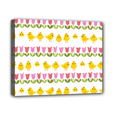 Easter - Chick And Tulips Canvas 10  X 8  by Valentinaart