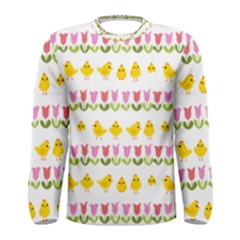 Easter - Chick And Tulips Men s Long Sleeve Tee by Valentinaart