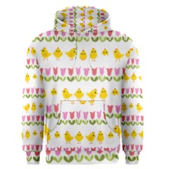 Easter - Chick And Tulips Men s Pullover Hoodie by Valentinaart