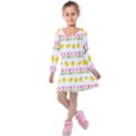 Easter - chick and tulips Kids  Long Sleeve Velvet Dress View1