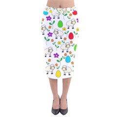 Easter Lamb Velvet Midi Pencil Skirt by Valentinaart