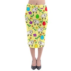 Easter Lamb Midi Pencil Skirt by Valentinaart