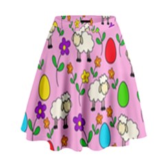 Easter Lamb High Waist Skirt by Valentinaart