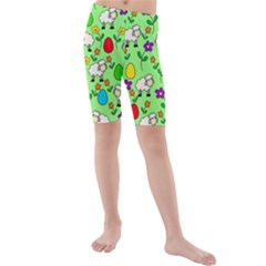 Easter Lamb Kids  Mid Length Swim Shorts by Valentinaart