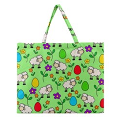 Easter Lamb Zipper Large Tote Bag by Valentinaart