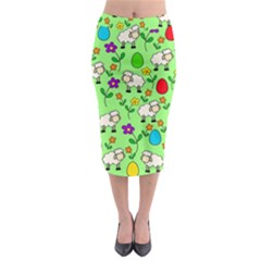 Easter Lamb Midi Pencil Skirt by Valentinaart