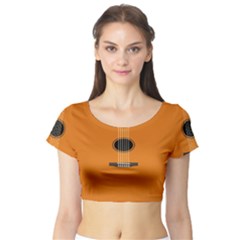 Minimalism Art Simple Guitar Short Sleeve Crop Top (tight Fit) by Mariart