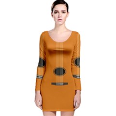 Minimalism Art Simple Guitar Long Sleeve Velvet Bodycon Dress by Mariart