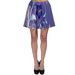 Flowers Butterflies Patterns Lines Purple Skater Skirt by Mariart