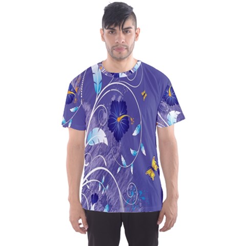 Flowers Butterflies Patterns Lines Purple Men s Sport Mesh Tee by Mariart