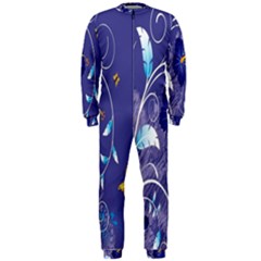 Flowers Butterflies Patterns Lines Purple Onepiece Jumpsuit (men)  by Mariart