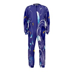 Flowers Butterflies Patterns Lines Purple Onepiece Jumpsuit (kids) by Mariart