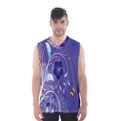 Flowers Butterflies Patterns Lines Purple Men s Basketball Tank Top by Mariart