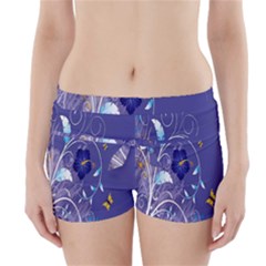 Flowers Butterflies Patterns Lines Purple Boyleg Bikini Wrap Bottoms by Mariart