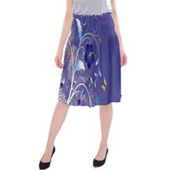 Flowers Butterflies Patterns Lines Purple Midi Beach Skirt by Mariart