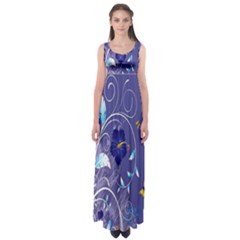 Flowers Butterflies Patterns Lines Purple Empire Waist Maxi Dress by Mariart