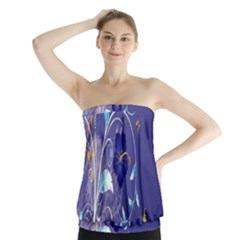 Flowers Butterflies Patterns Lines Purple Strapless Top by Mariart