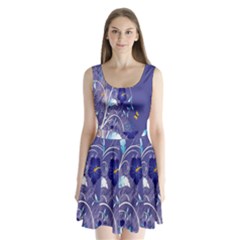 Flowers Butterflies Patterns Lines Purple Split Back Mini Dress  by Mariart