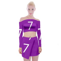 Number 7 Purple Off Shoulder Top With Skirt Set