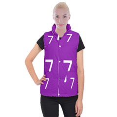 Number 7 Purple Women s Button Up Puffer Vest by Mariart