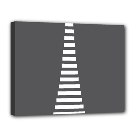 Minimalist Stairs White Grey Canvas 14  X 11  by Mariart