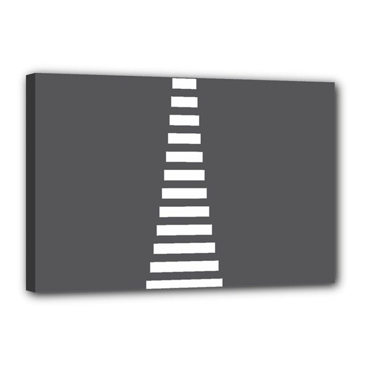 Minimalist Stairs White Grey Canvas 18  x 12 