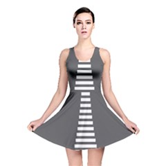 Minimalist Stairs White Grey Reversible Skater Dress by Mariart