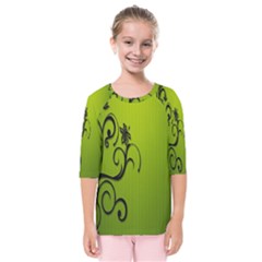 Illustration Wallpaper Barbusak Leaf Green Kids  Quarter Sleeve Raglan Tee