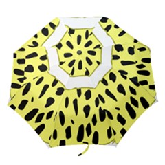 Leopard Polka Dot Yellow Black Folding Umbrellas by Mariart