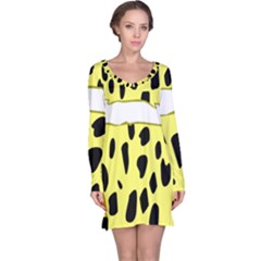 Leopard Polka Dot Yellow Black Long Sleeve Nightdress by Mariart