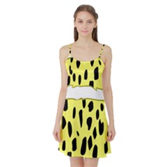 Leopard Polka Dot Yellow Black Satin Night Slip by Mariart