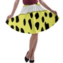 Leopard Polka Dot Yellow Black A-line Skater Skirt View1