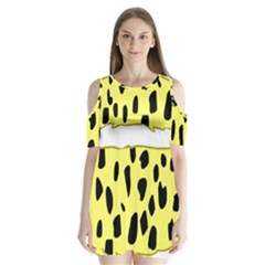 Leopard Polka Dot Yellow Black Shoulder Cutout Velvet  One Piece by Mariart