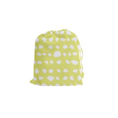 Polkadot White Yellow Drawstring Pouches (small) 